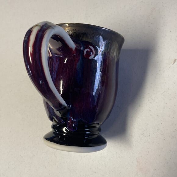 Edgecomb Potters ART POTTERY Mug LARGE Maroon Blue Drip Glaze - Picture 7 of 15